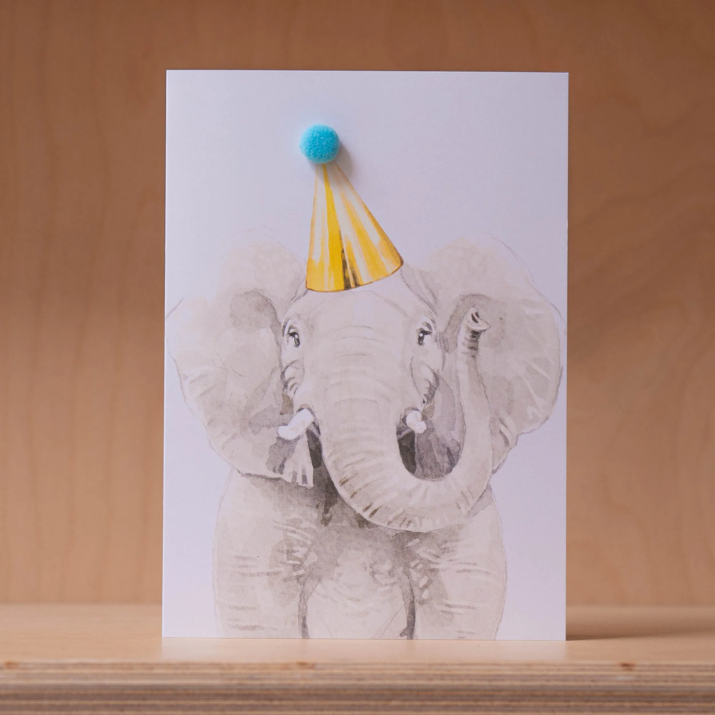 Robert James Hull, Pom Pom Party Elephant - Greetings Card