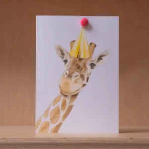 Robert James Hull, Pom Pom Party Giraffe - Greetings Card