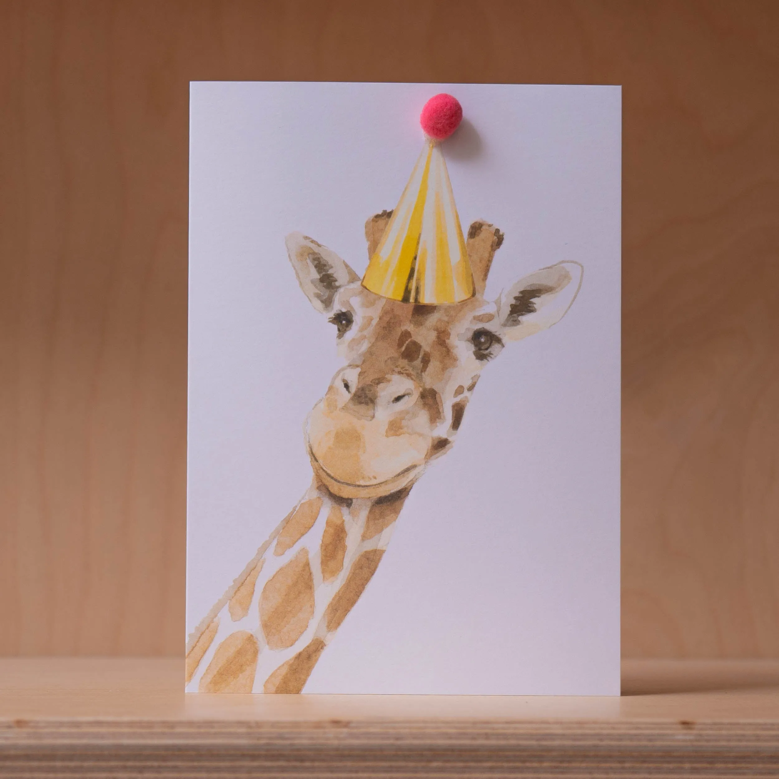 Robert James Hull, Pom Pom Party Giraffe - Greetings Card