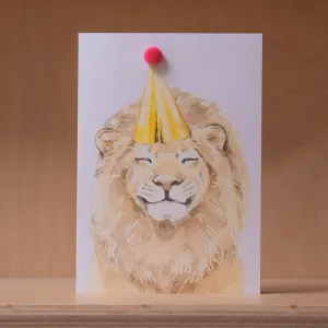 Robert James Hull, Pom Pom Party Lion - Greetings Card