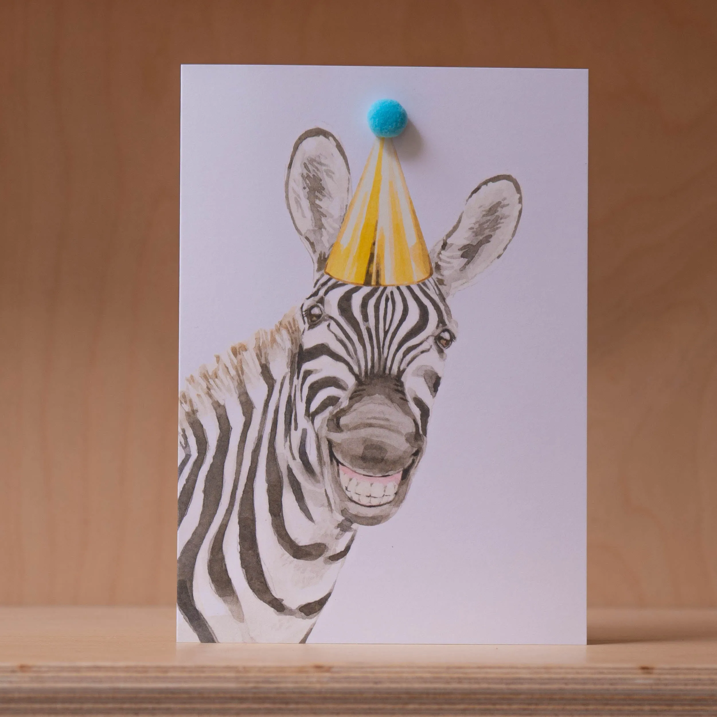 Robert James Hull, Pom Pom Party Zebra - Greetings Card
