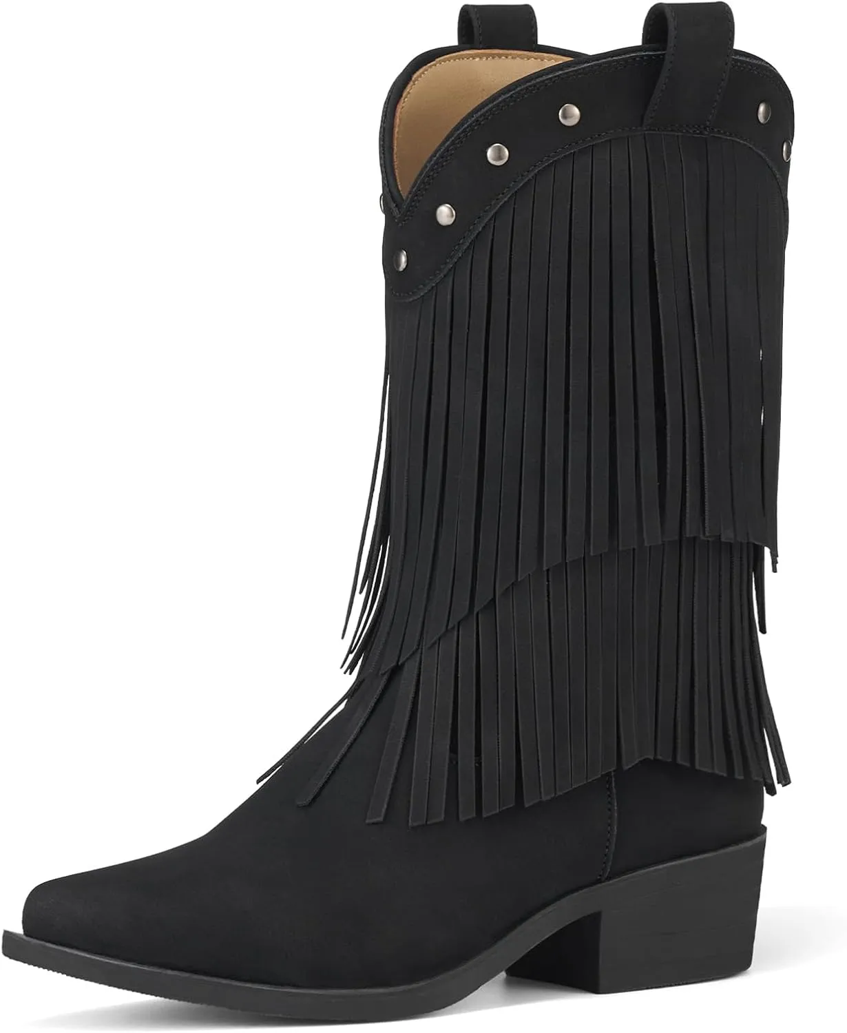 Rollda Girls Cowboy Boots with Tassel, Fringe Cowgirl Boots, Snip Toe, TPR Outsole, Kids Western Boots Stylish & Comfortable for All-Seasons, Toddler/Little Kid/Big Kid