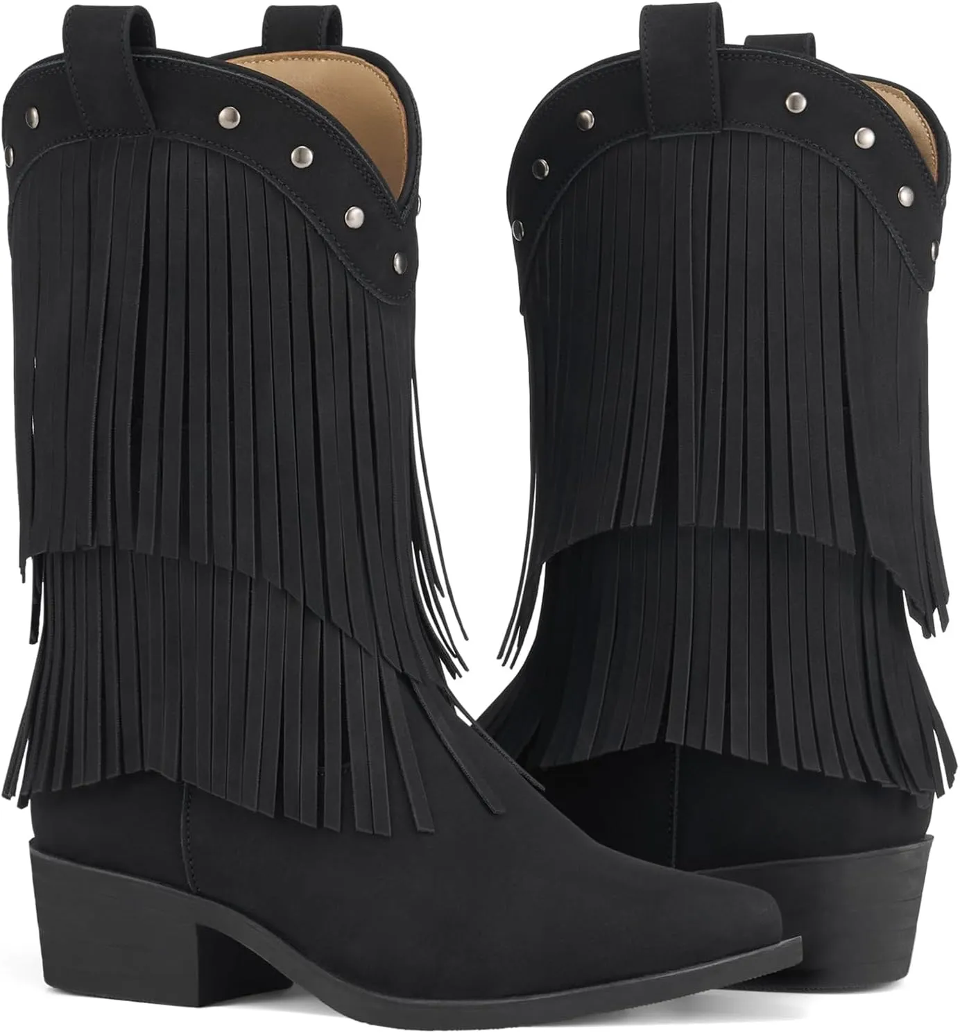 Rollda Girls Cowboy Boots with Tassel, Fringe Cowgirl Boots, Snip Toe, TPR Outsole, Kids Western Boots Stylish & Comfortable for All-Seasons, Toddler/Little Kid/Big Kid