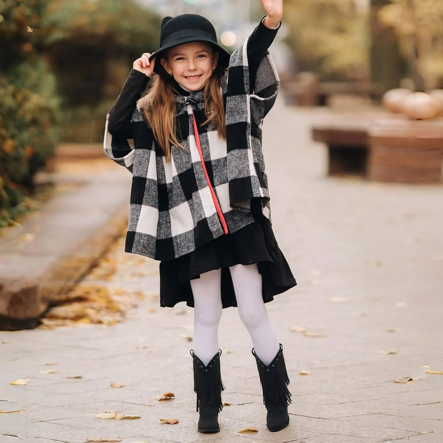 Rollda Girls Cowboy Boots with Tassel, Fringe Cowgirl Boots, Snip Toe, TPR Outsole, Kids Western Boots Stylish & Comfortable for All-Seasons, Toddler/Little Kid/Big Kid
