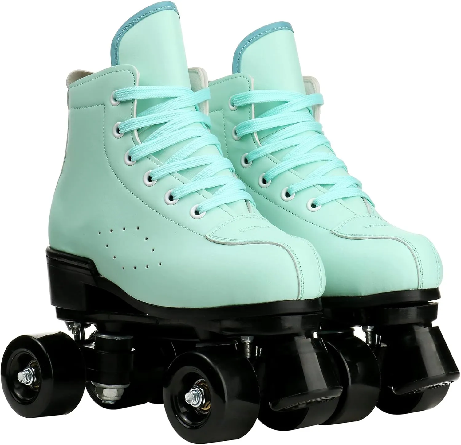 Roller Skates for Women and Men Cowhide High-Top Shoes Classic Double-Row Roller Skate Four-Wheel Roller Skates for Men Girls Unisex