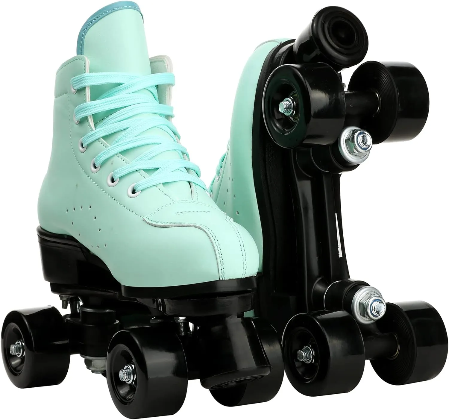 Roller Skates for Women and Men Cowhide High-Top Shoes Classic Double-Row Roller Skate Four-Wheel Roller Skates for Men Girls Unisex
