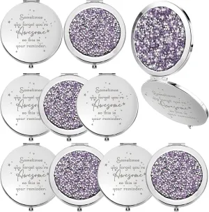 Roowest 10 Pcs Inspirational Compact Mirror Sometimes You Forget You're Awesome Appreciation Gifts for Women Employee Coworker Friends Birthday Party Favors Magnifying Pocket Mirror (Light Purple)