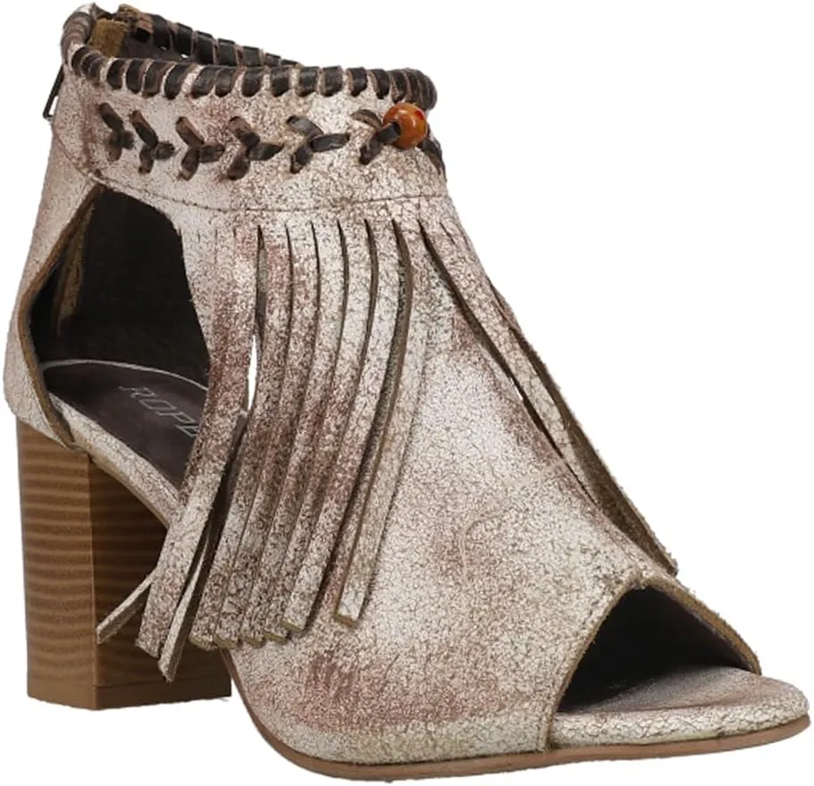 ROPER Women's Bettina Fringe Peep Toe Shootie Pumps Heeled Sandal