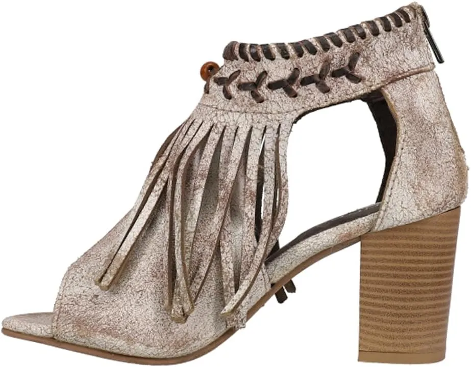 ROPER Women's Bettina Fringe Peep Toe Shootie Pumps Heeled Sandal