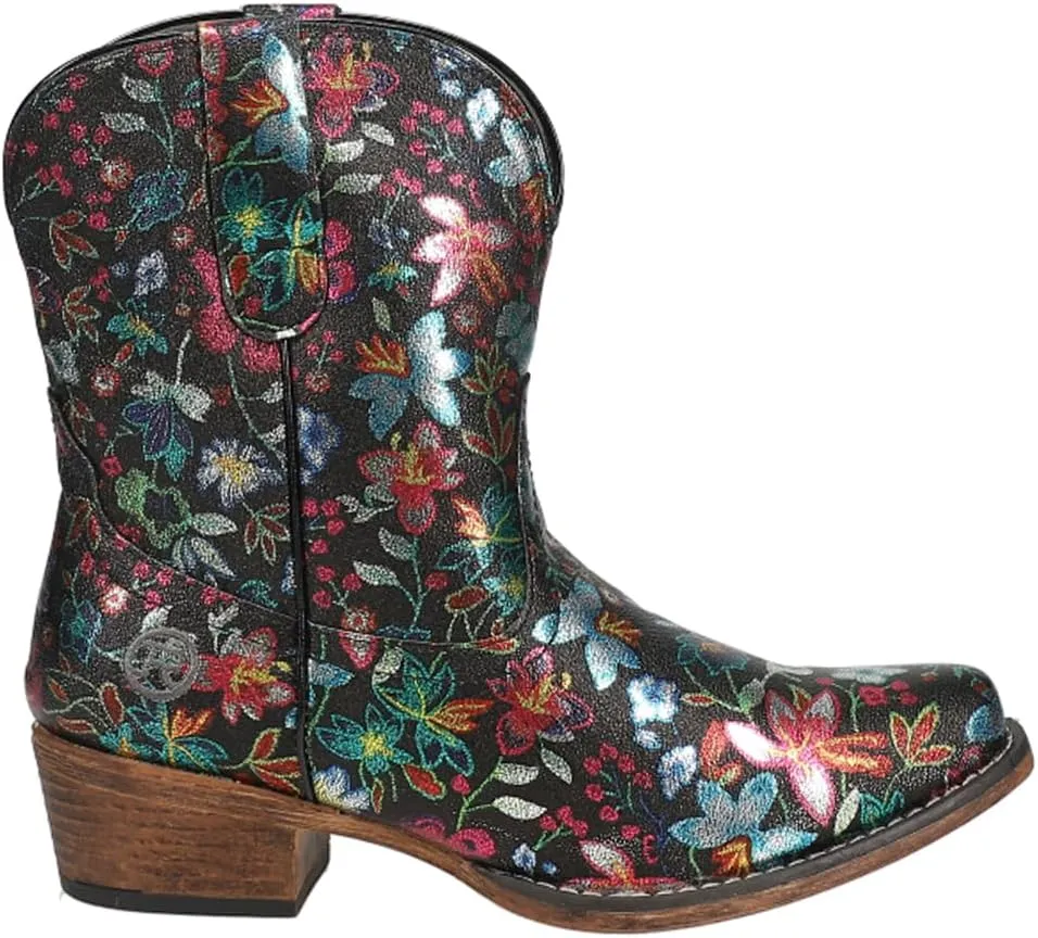 ROPER Womens Ingrid Floral Metallic Snip Toe Casual Boots Ankle Low Heel 1-2" - Multi - Size 9 B