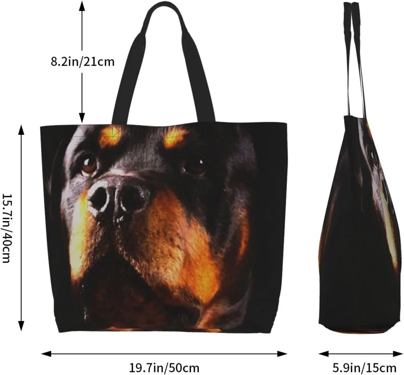 Rottweilers Dog in Ice Tote Bag Shopping Bag Portable Handbags Tote Shoulder Bucket Bags for Women
