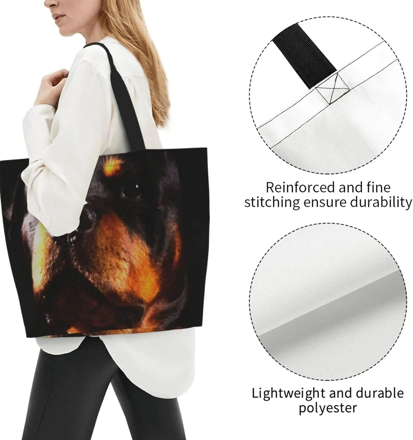 Rottweilers Dog in Ice Tote Bag Shopping Bag Portable Handbags Tote Shoulder Bucket Bags for Women