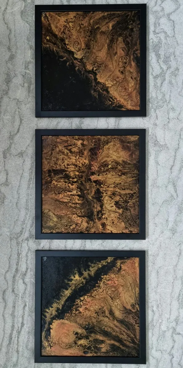 Rusty Earth - set of 3 unique design paintings