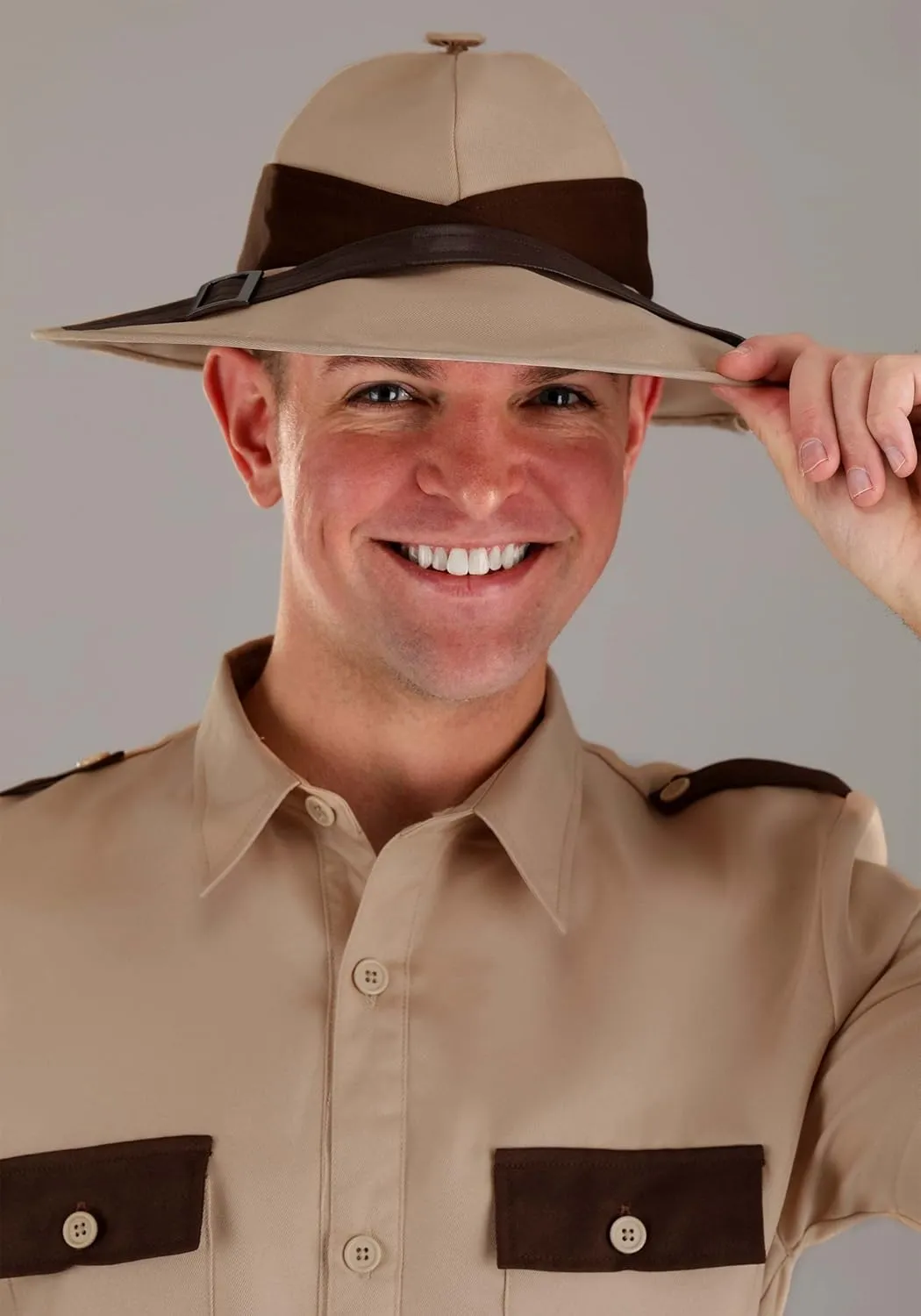 Safari Explorer Costume for Adults - Shirt, Shorts, Hat & Belt with Functional Pockets