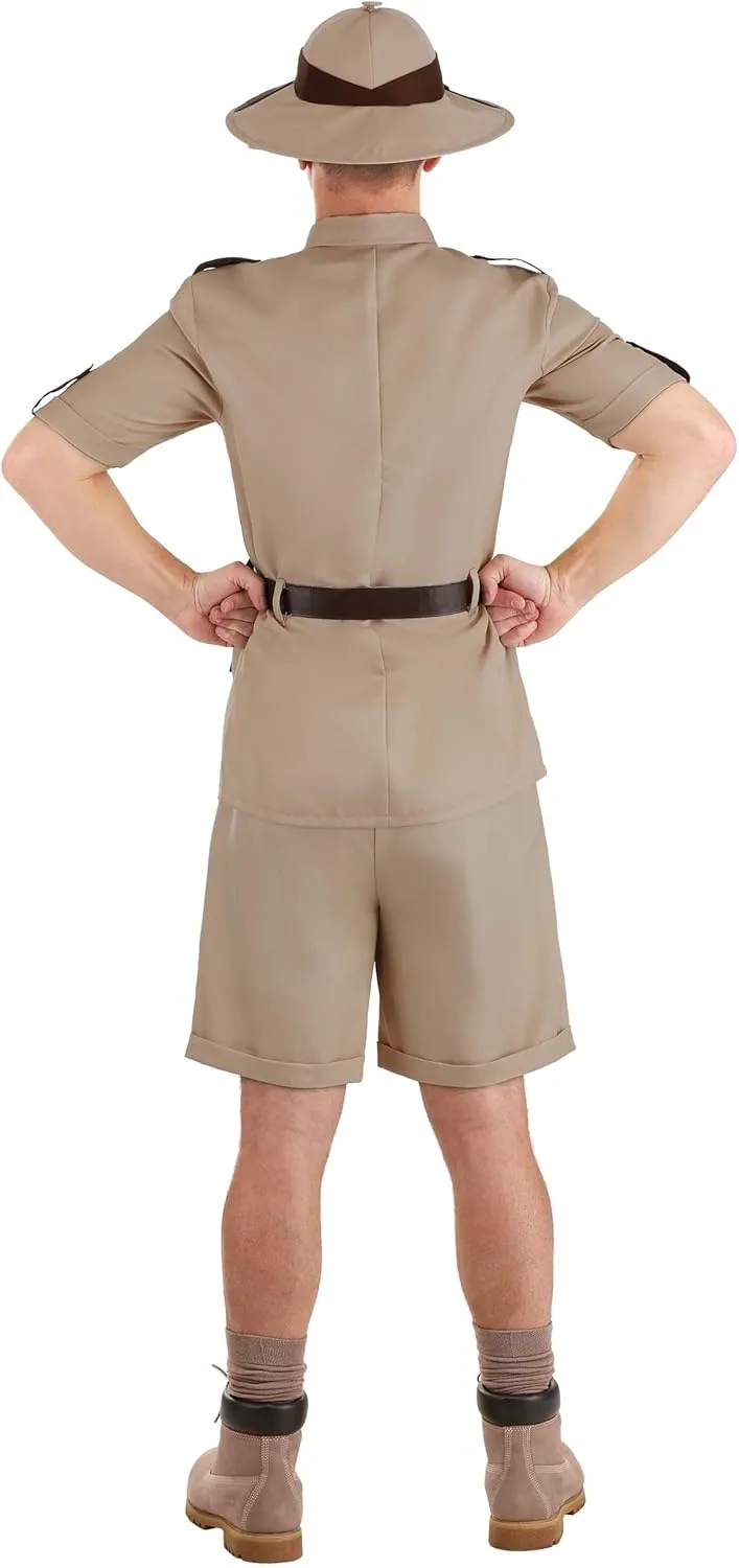 Safari Explorer Costume for Adults - Shirt, Shorts, Hat & Belt with Functional Pockets