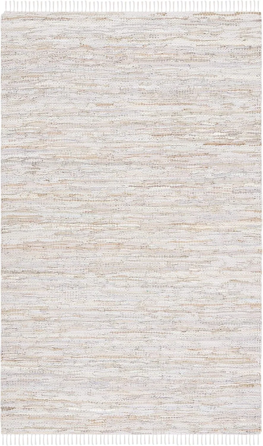 SAFAVIEH Vintage Leather Collection Accent Rug - 4' x 6', Beige, Handmade Boho Fringe Leather, Ideal for High Traffic Areas in Entryway, Living Room, Bedroom (VTL501B)