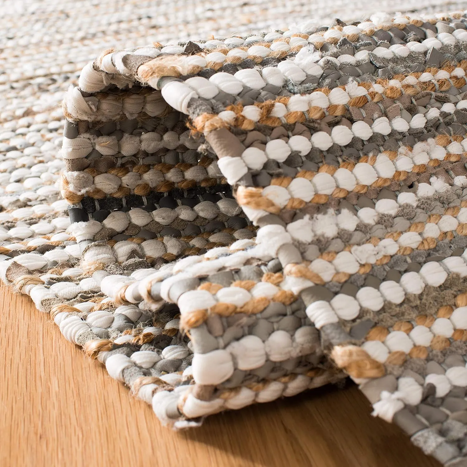 SAFAVIEH Vintage Leather Collection Runner Rug - 2'3" x 9', Grey & Multi, Handmade Boho Fringe Leather, Ideal for High Traffic Areas in Living Room, Bedroom (VTL373A)