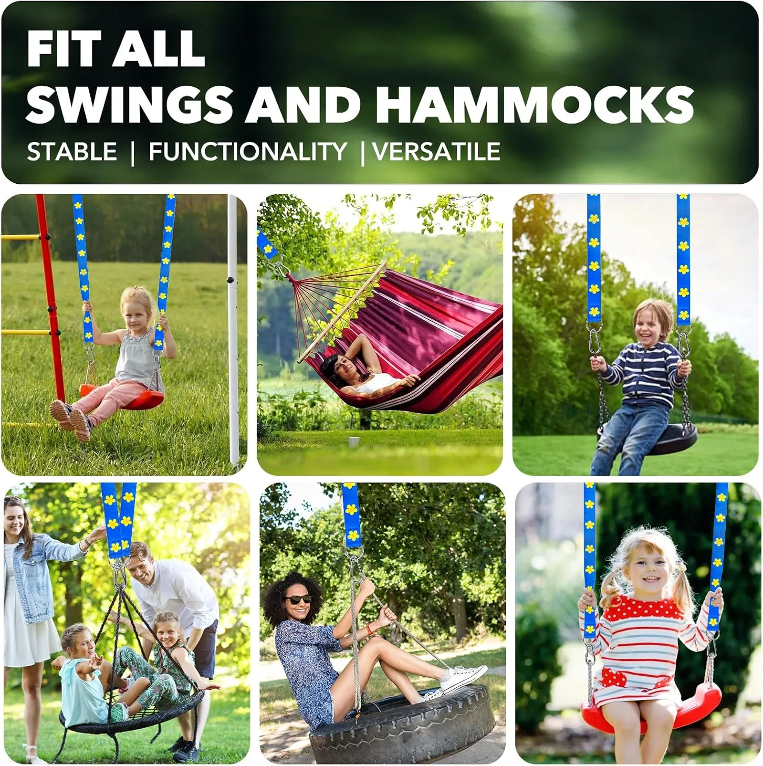 Safe Tree Swing Hanging Straps Kit, 3FT/10FT/15FT/20FT, Heavy Duty Holds 5500LBS Extra Long Adjustable Tree Swing Straps, Easy & Fast Way to Hang Any Swing or Hammock(3 FT)