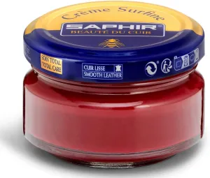 SAPHIR Creme Surfine Pommadier Shoe Polish - Beeswax Cream for Leather Products - Hermes Red