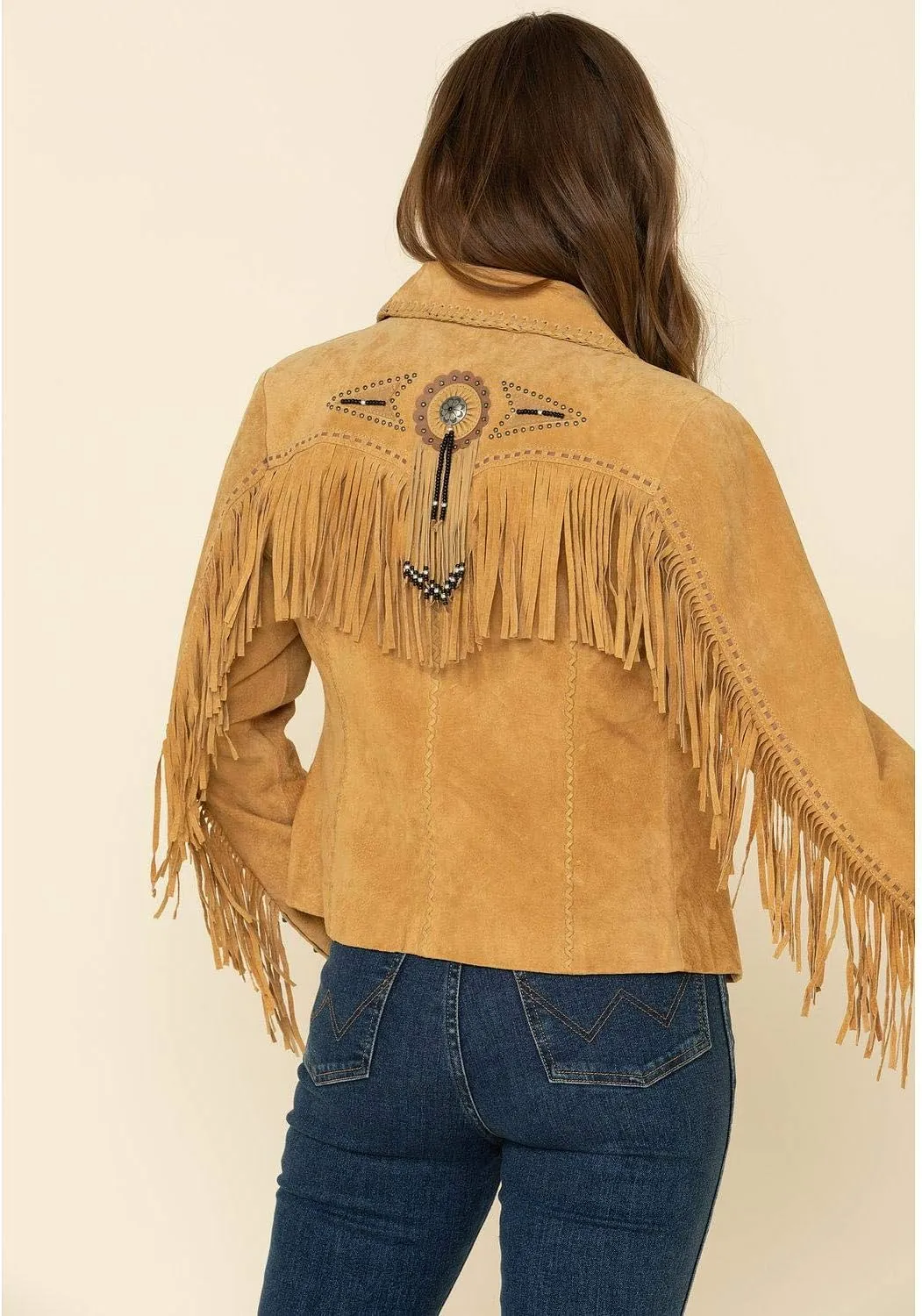 Scully Women's Fringe and Beaded Boar Suede Leather Jacket - L152-86
