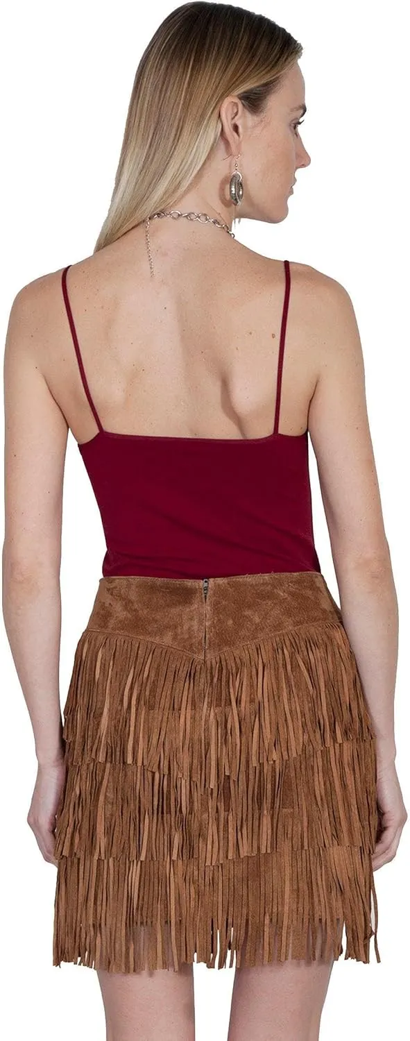 Scully Women's Fringe Tiered Suede Mini Skirt - L704-Trq
