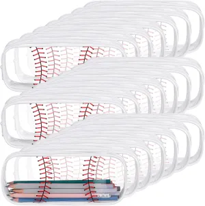 Sherr 20 Pcs Baseball PVC Pencil Bag Baseball Clear Pencil Case with Zipper Bulk Sports Big Capacity Makeup Pouch Clear Travel Toiletry Bag for School Office Stationery Travel