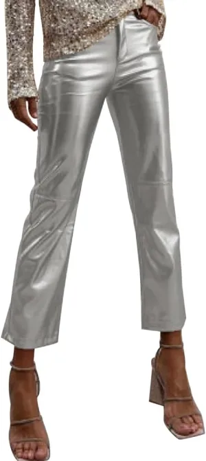 Shiny Metallic Women's Holographic Glitter Rave Dance Cropped Pants