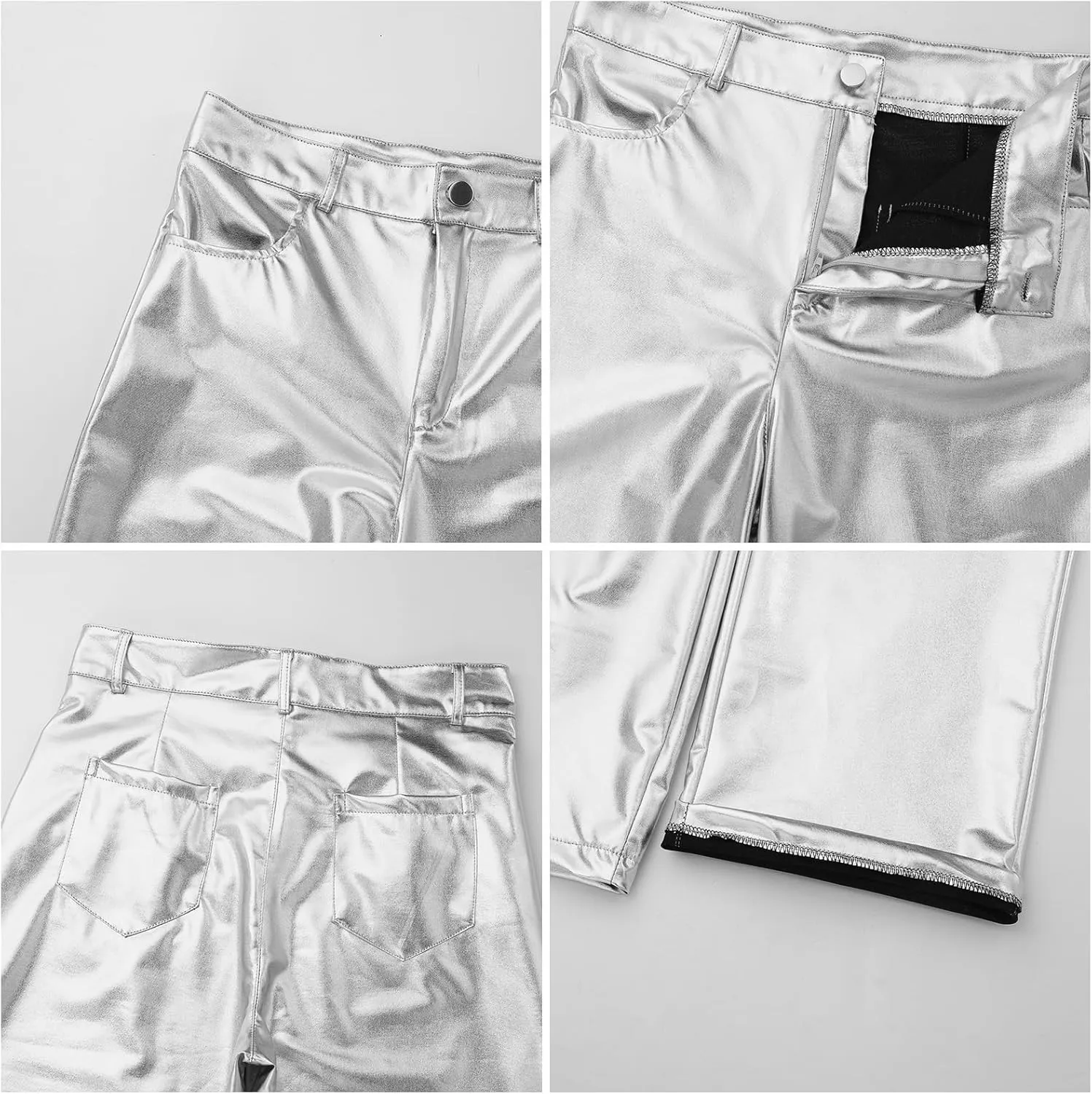 Shiny Metallic Women's Holographic Glitter Rave Dance Cropped Pants