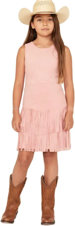 Shyanne Girls' Faux Suede Fringe Dress - T59794LJPB-PNK Medium US Pink
