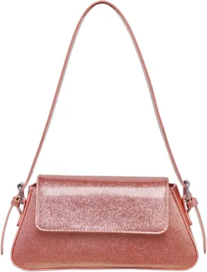 Silver Metallic Evening Bag for Women Y2K Silver Leather Shoulder Bags Sparkle Purse for Prom Wedding Party