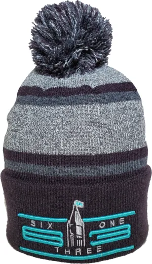 Six One 3 Cyber Acrylic Cuff Pom Ottawa Toque Grey Navy Teal