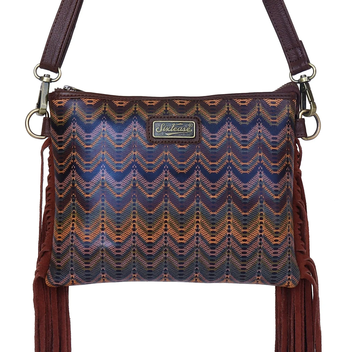 Sixtease's Abstract Aura Small Crossbody Bag: Unique Leather, Artistic Hairon Detail - Carry Your Creative Energy with Abstract Elegance! - (SB-7071)