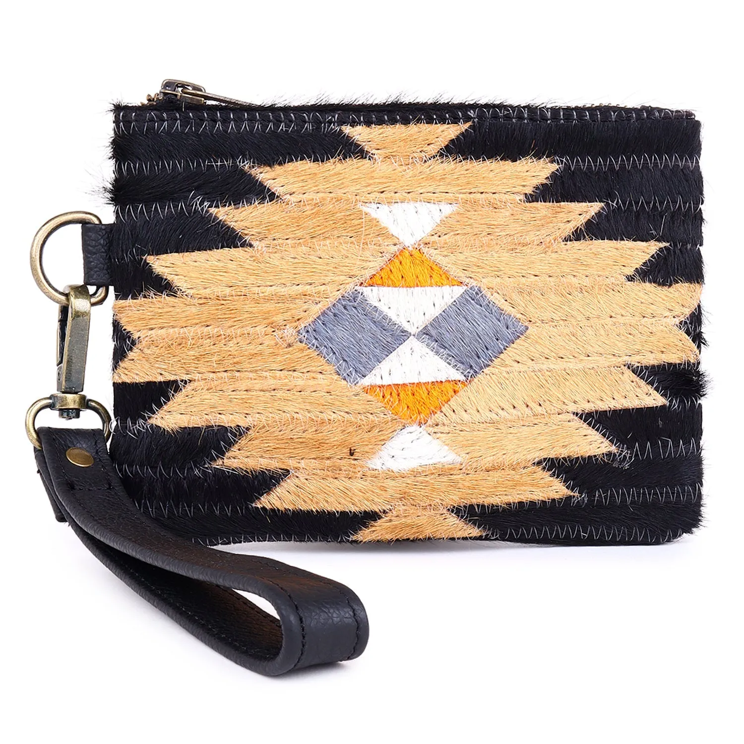 Sixtease's Rustic Treasures Wristlet: Vintage Leather, Rustic Hairon Design - Carry a Touch of Rustic Charm in Every Treasure! - (SB-7123)
