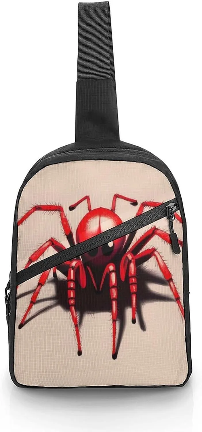 Sling Bag Crossbody Backpack,Cute Little Red Spider Print Chest Bag,Crossbody Bags Fanny Pack Chest Bag