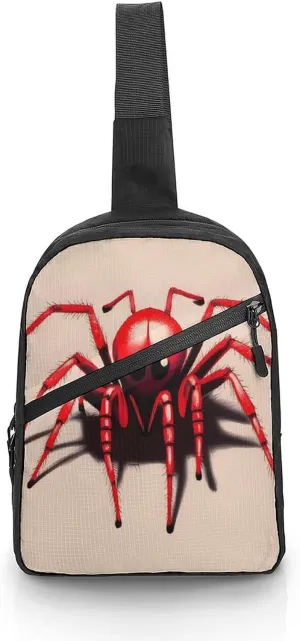 Sling Bag Crossbody Backpack,Cute Little Red Spider Print Chest Bag,Crossbody Bags Fanny Pack Chest Bag