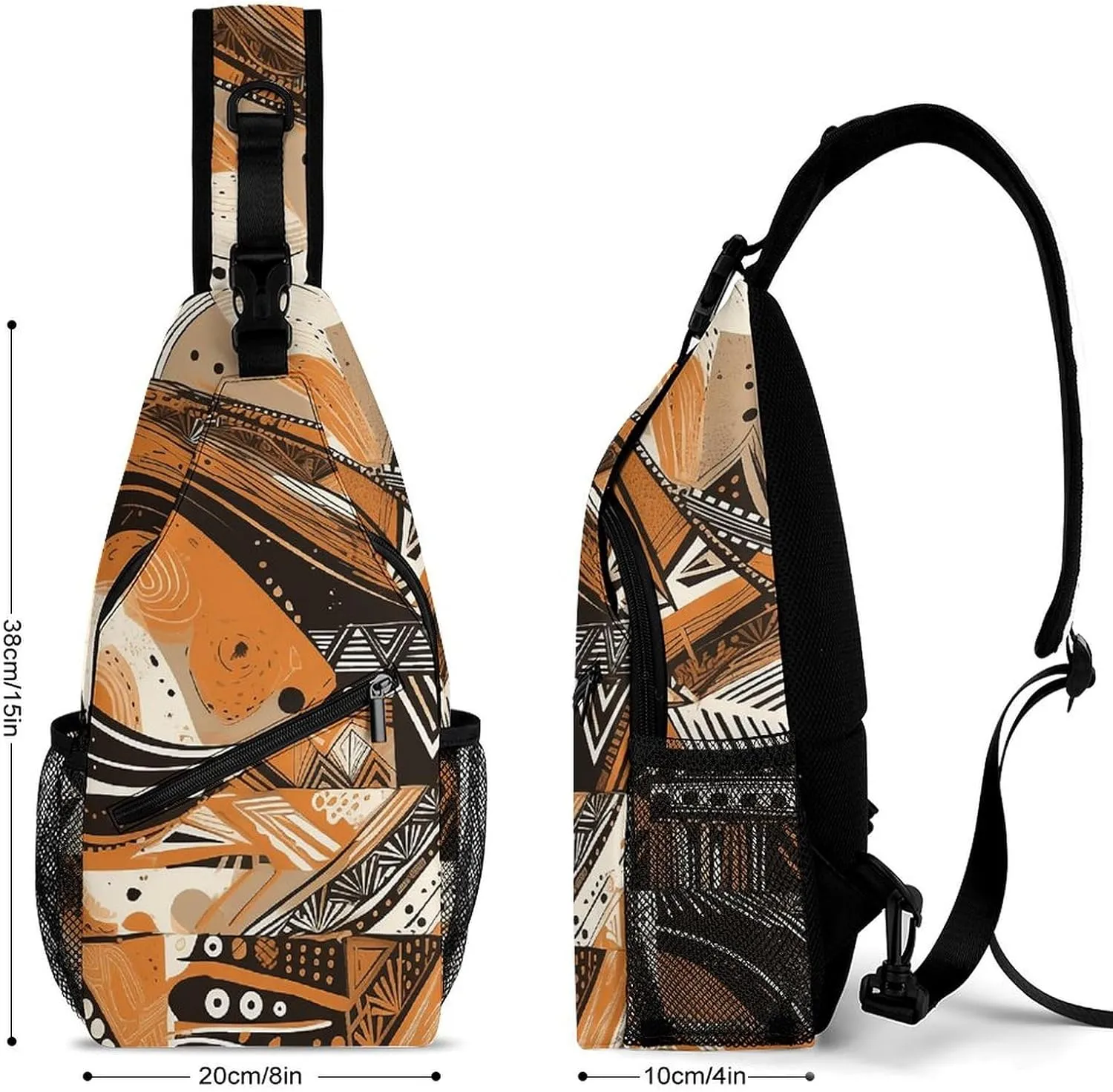 Sling Bag for Women Men Daypack Geometric Shapes Chest Bag Crossbody Backpack for Hiking Travel