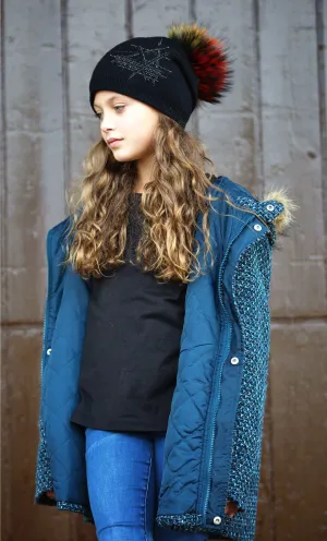 Slouch Embellished Beanie (Snap On Pom Sold Separately)