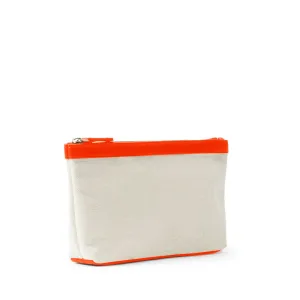 Small Accessories Pouch in Canvas Natural Canvas/Clementine