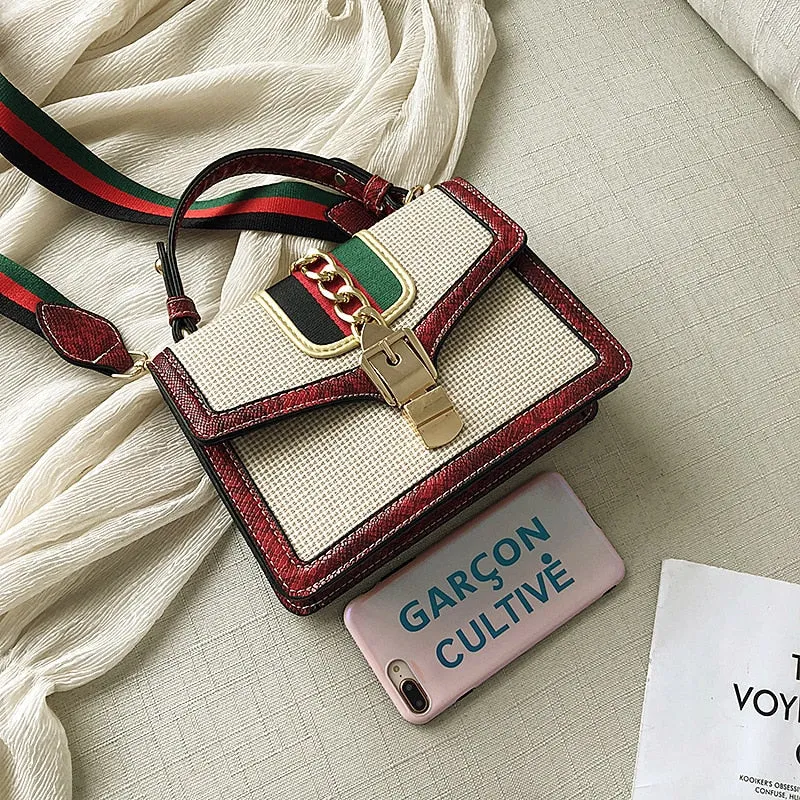 Small Crocodile Print Flap Bags