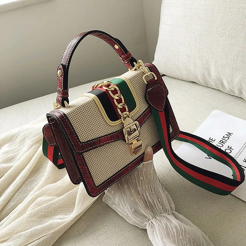 Small Crocodile Print Flap Bags