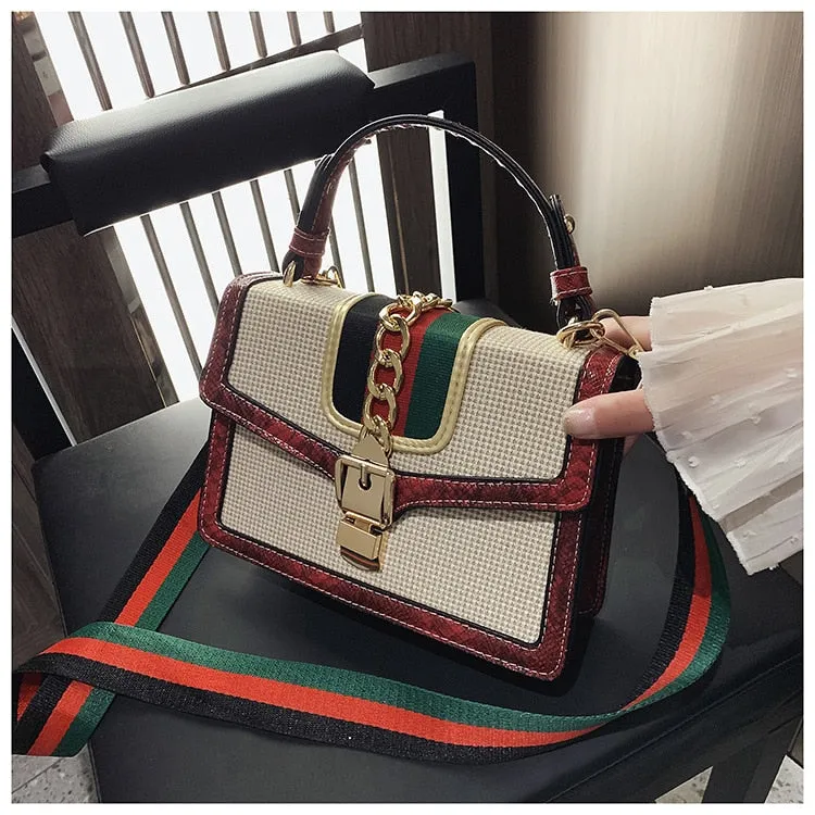 Small Crocodile Print Flap Bags