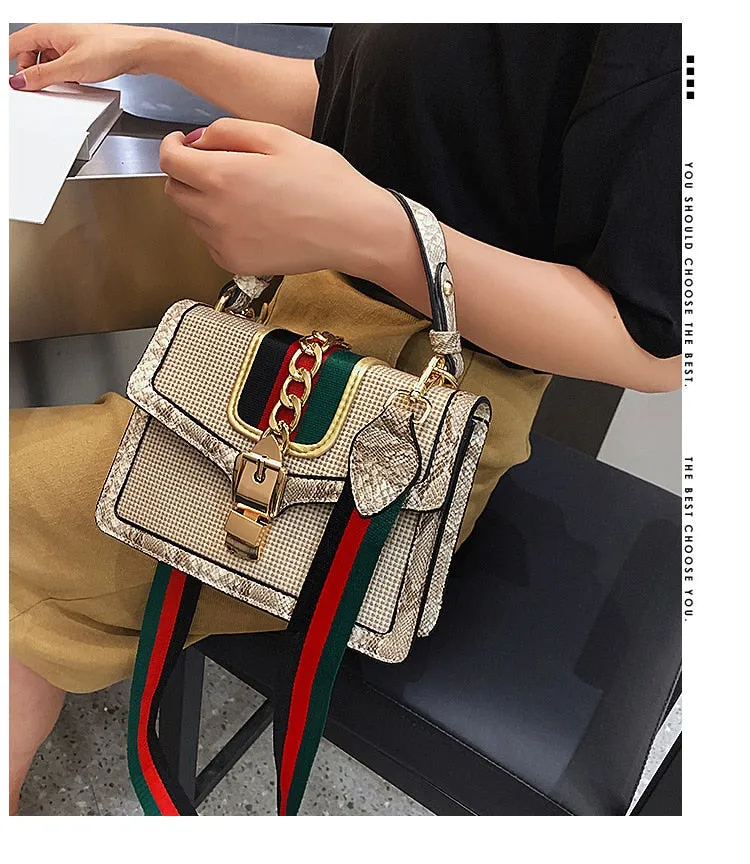 Small Crocodile Print Flap Bags
