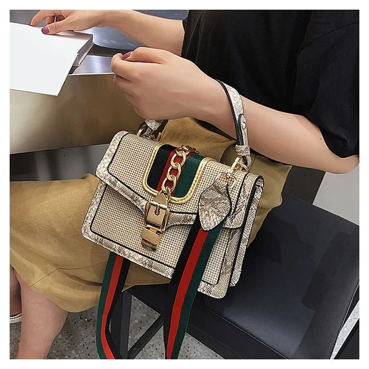 Small Crocodile Print Flap Bags