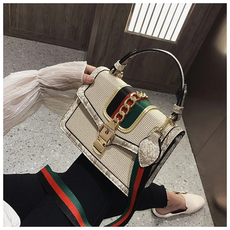 Small Crocodile Print Flap Bags