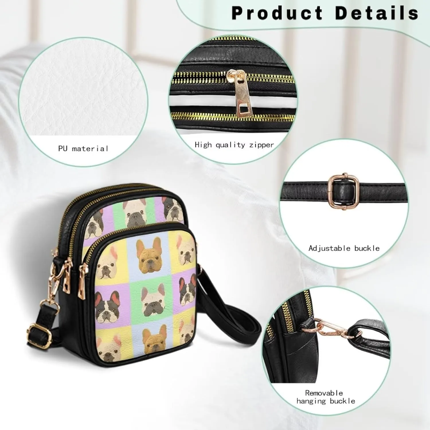 Small Crossbody Bags for Women, Clover PU Leather Cell Phone Purses Travel, Mushroom Print Zip Shoulder Wallet