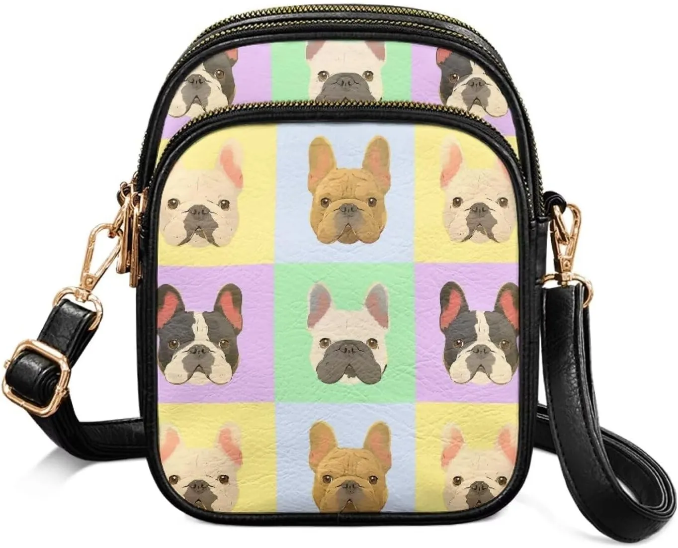 Small Crossbody Bags for Women, Clover PU Leather Cell Phone Purses Travel, Mushroom Print Zip Shoulder Wallet