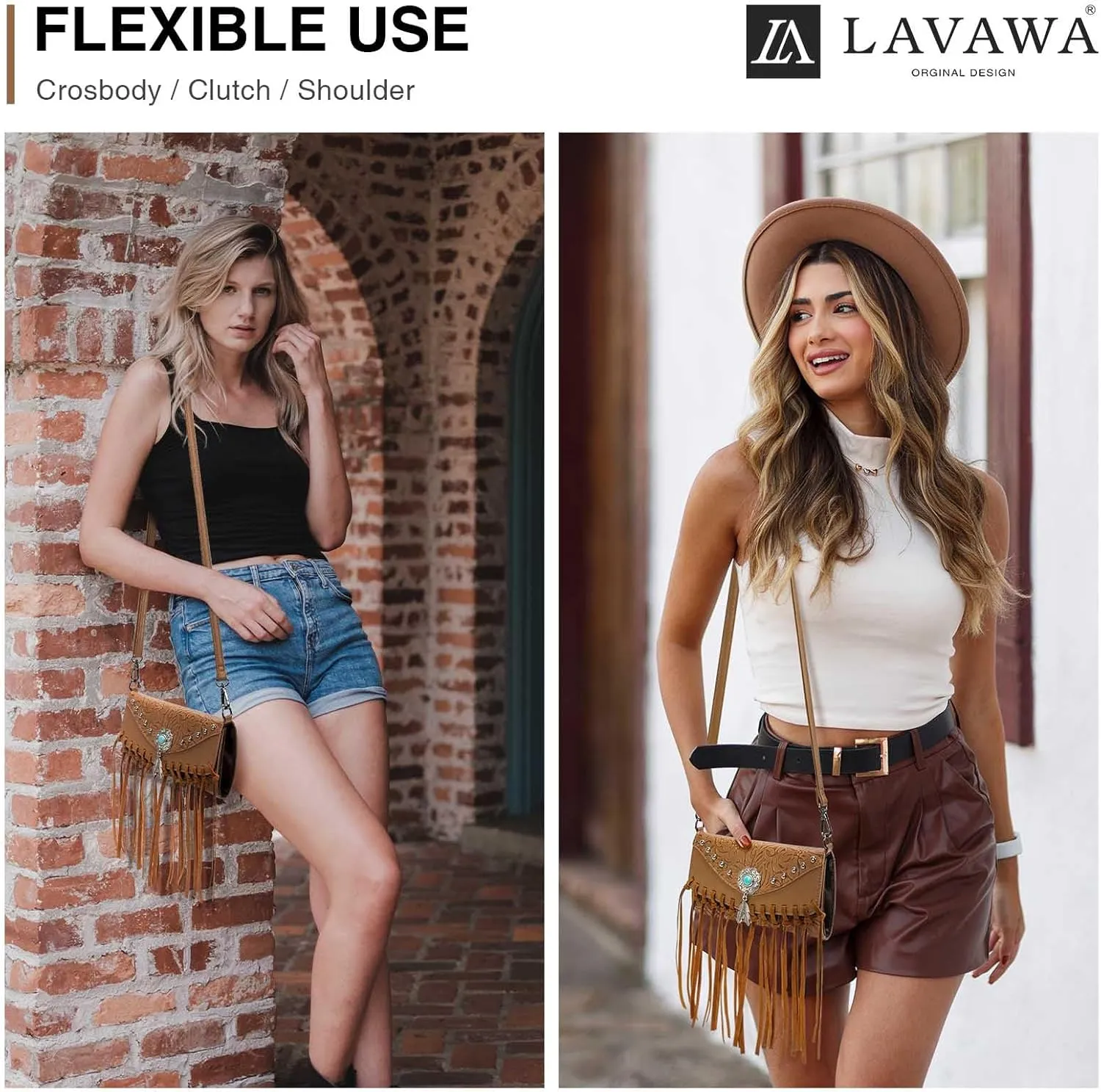 Small Crossbody Bags for Women Crossbody Handbag Fringe Purse Tassel Shoulder Bag Turquoise Concho Wallet