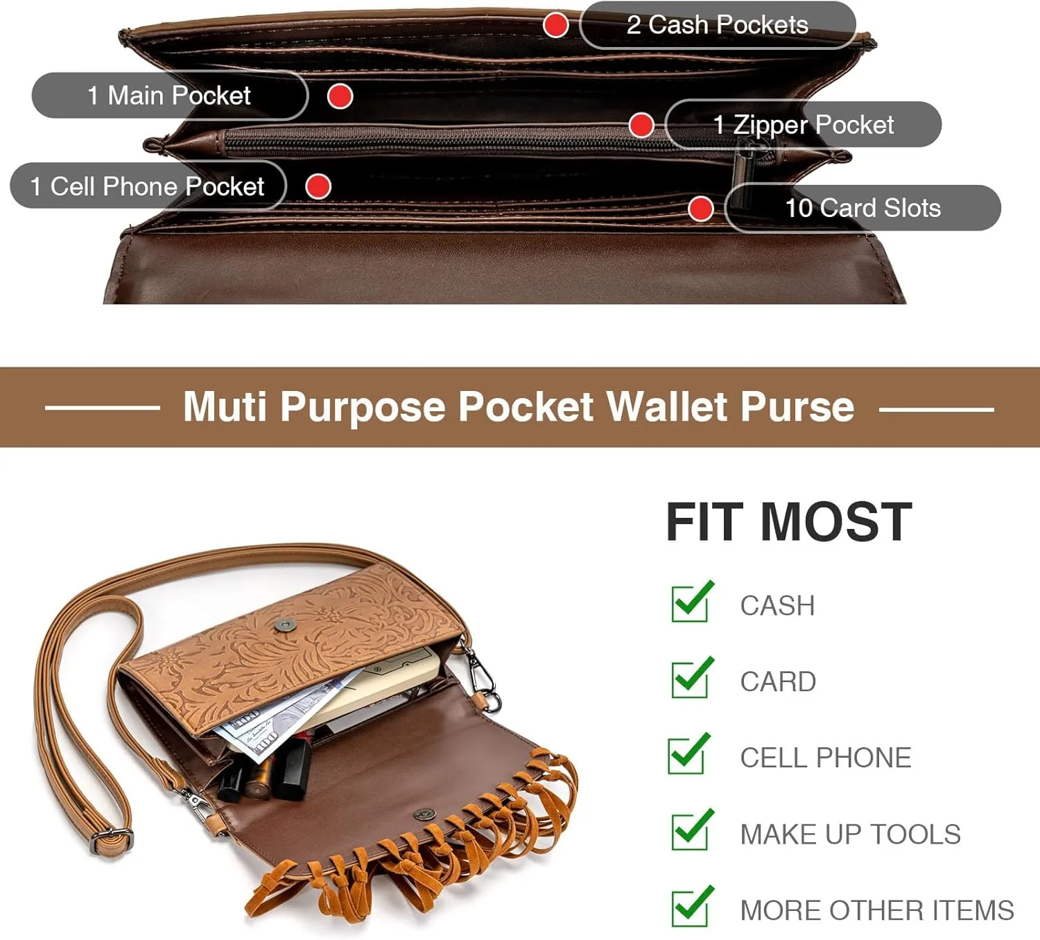 Small Crossbody Bags for Women Crossbody Handbag Fringe Purse Tassel Shoulder Bag Turquoise Concho Wallet