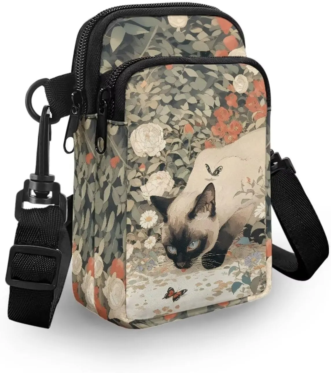 Small Crossbody Bags for Women Peacock Birds Cell Phone Purses, Skulls Print Sling Handbags Travel Pouch Wallet