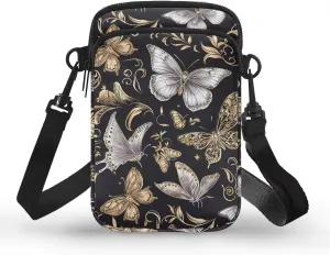 Small Crossbody Bags for Women Peacock Birds Cell Phone Purses, Skulls Print Sling Handbags Travel Pouch Wallet